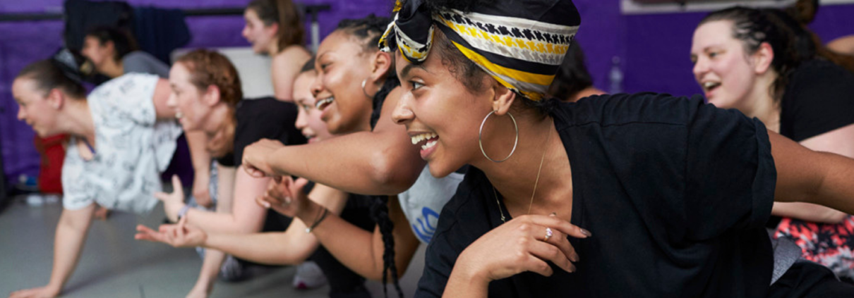 Women enjoying a dancehall dance class