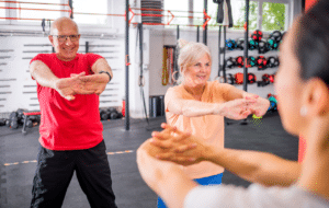 Senior people working out